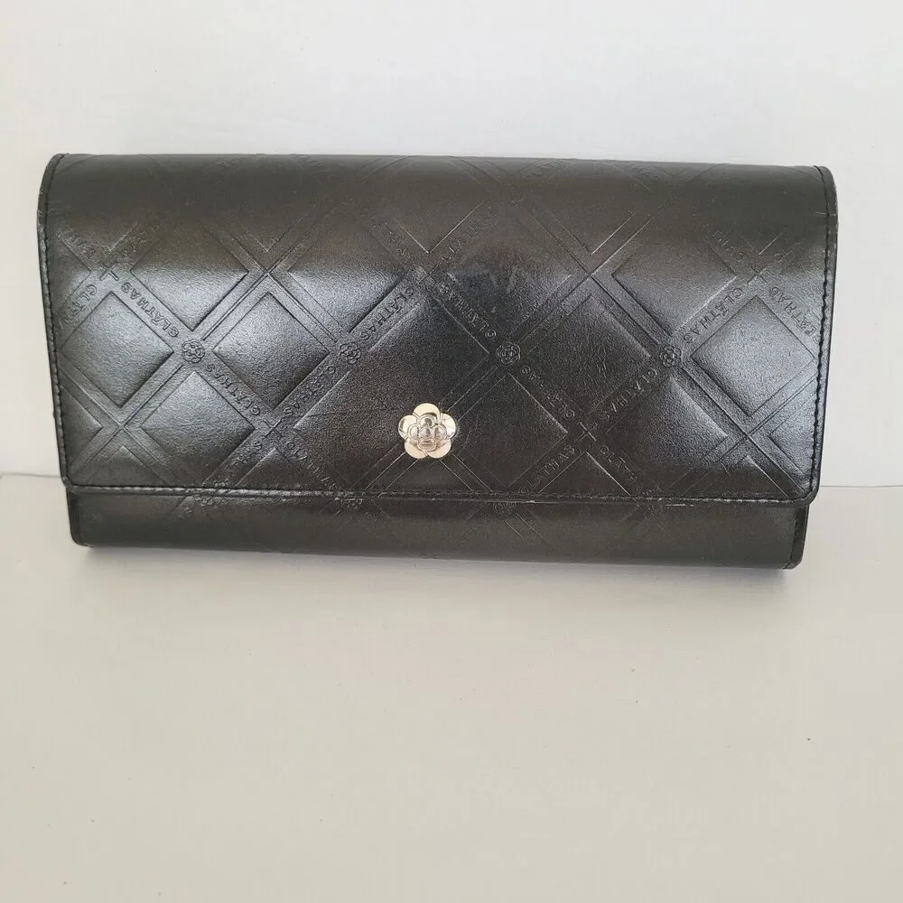 Clathas Flower Wallet Clutch Black Organizer 8x4 Large Envelope Designer Clutch‎